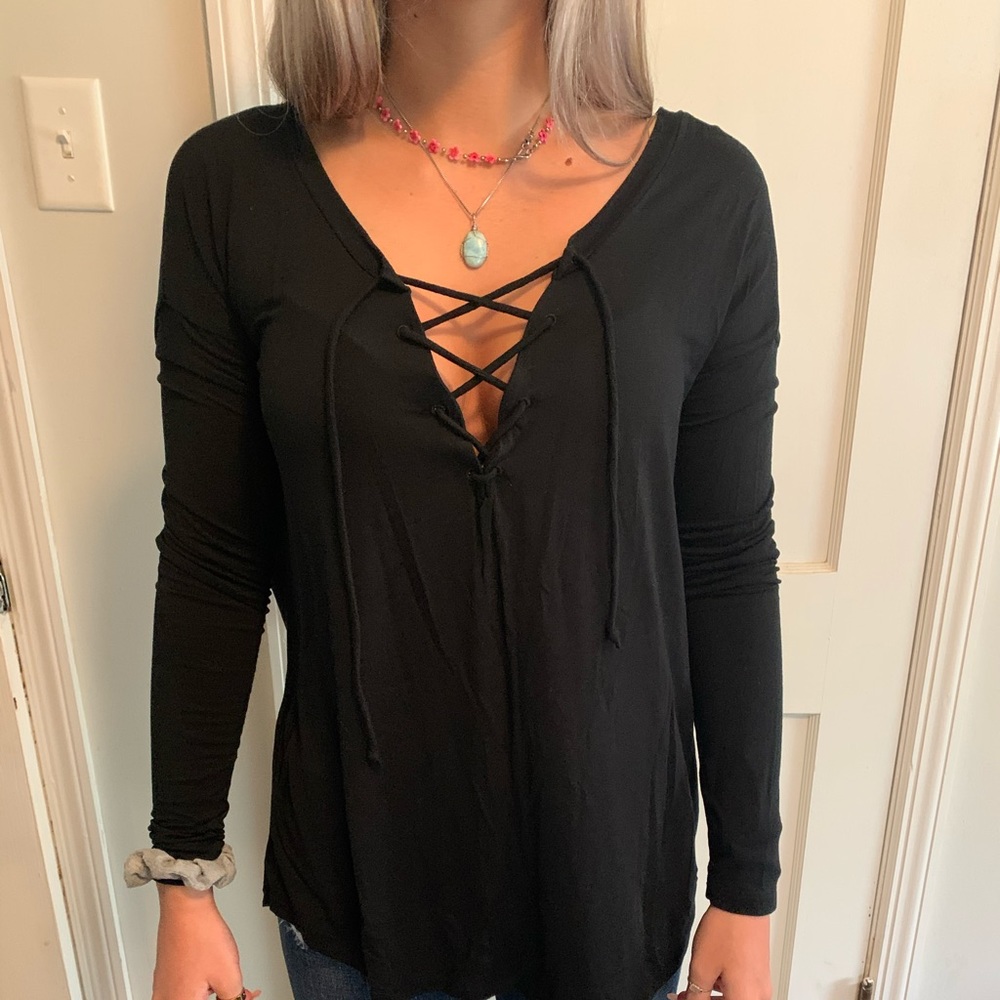 Pink lace front shirt